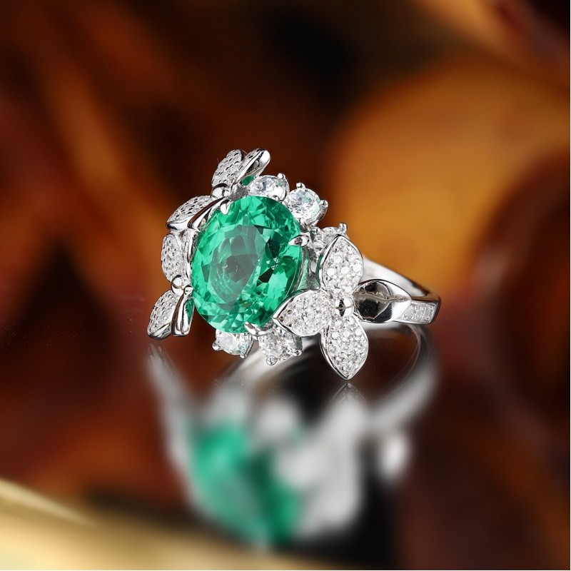 Ruif Jewelry Classic Design S925 Silver 3.715ct Lab Grown Emerald Ring Wedding Bands Ruif Jewelry Classic Design S925 Silver 3.715ct Lab Grown Emerald Ring Wedding Bands