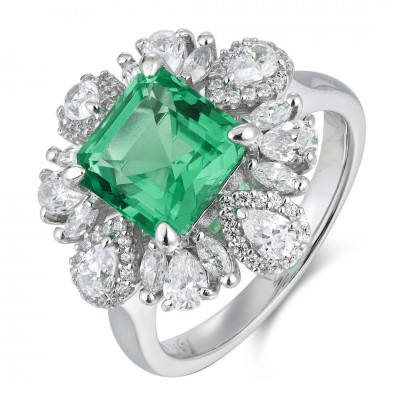Ruif Jewelry Classic Design S925 Silver 3.65ct Lab Grown Emerald Ring Wedding Bands