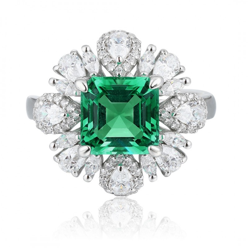Ruif Jewelry Classic Design S925 Silver 3.65ct Lab Grown Emerald Ring Wedding Bands Ruif Jewelry Classic Design S925 Silver 3.65ct Lab Grown Emerald Ring Wedding Bands
