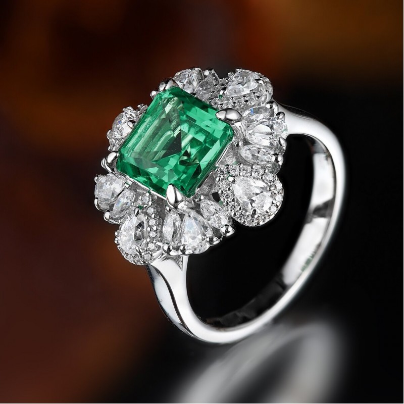 Ruif Jewelry Classic Design S925 Silver 3.65ct Lab Grown Emerald Ring Wedding Bands Ruif Jewelry Classic Design S925 Silver 3.65ct Lab Grown Emerald Ring Wedding Bands