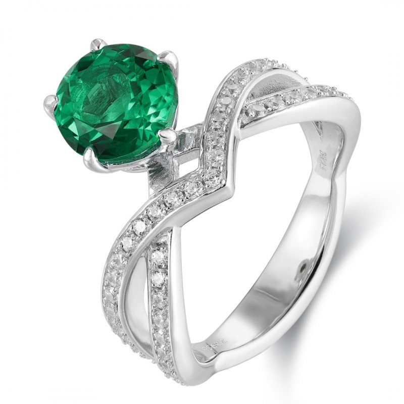Ruif Jewelry Classic Design S925 Silver 1.96ct Lab Grown Emerald Ring Wedding Bands