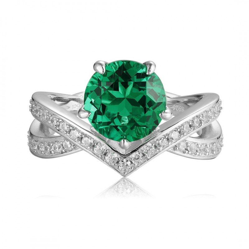 Ruif Jewelry Classic Design S925 Silver 1.96ct Lab Grown Emerald Ring Wedding Bands
