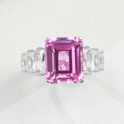 Ruif Jewelry Classic Design S925 Silver 9x11mm6.08ct Papalacha Lab Grown Sapphire Ring Wedding Bands for party gift Ruif Jewelry Classic Design S925 Silver 9x11mm6.08ct Papalacha Lab Grown Sapphire Ring Wedding Bands for party gift