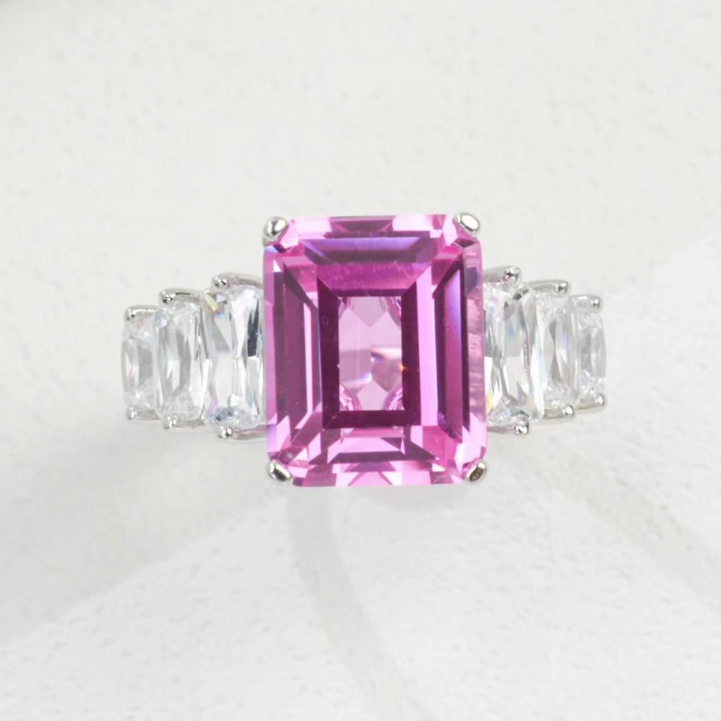 Ruif Jewelry Classic Design S925 Silver 9x11mm6.08ct Papalacha Lab Grown Sapphire Ring Wedding Bands for party gift Ruif Jewelry Classic Design S925 Silver 9x11mm6.08ct Papalacha Lab Grown Sapphire Ring Wedding Bands for party gift