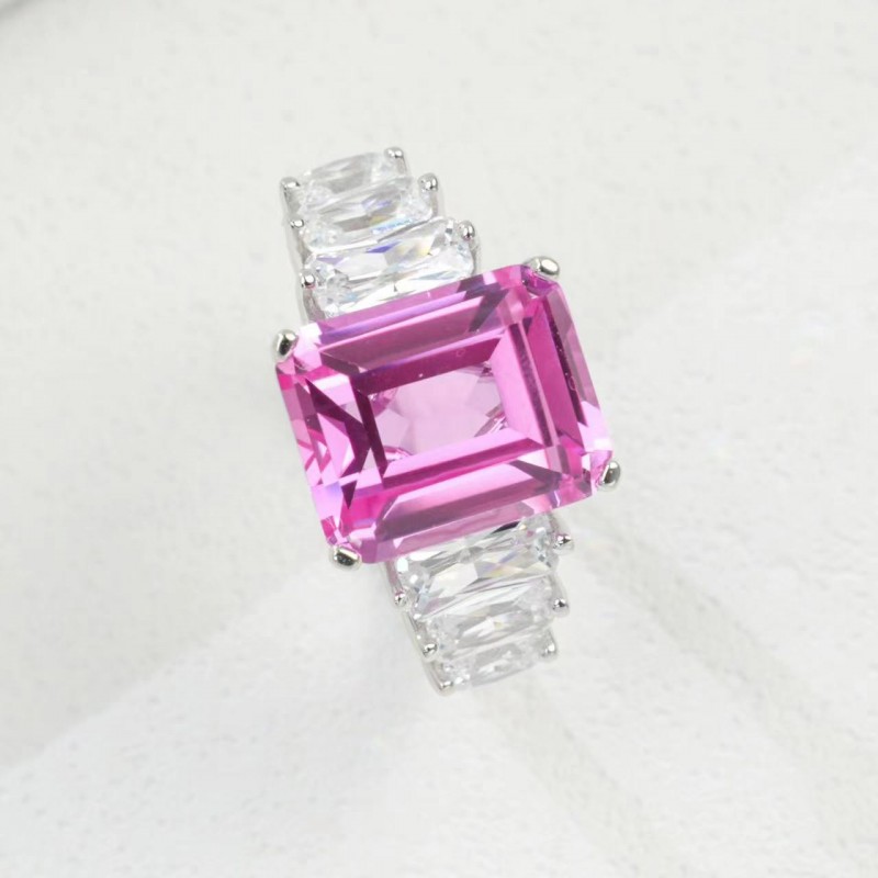 Ruif Jewelry Classic Design S925 Silver 9x11mm6.08ct Papalacha Lab Grown Sapphire Ring Wedding Bands for party gift Ruif Jewelry Classic Design S925 Silver 9x11mm6.08ct Papalacha Lab Grown Sapphire Ring Wedding Bands for party gift