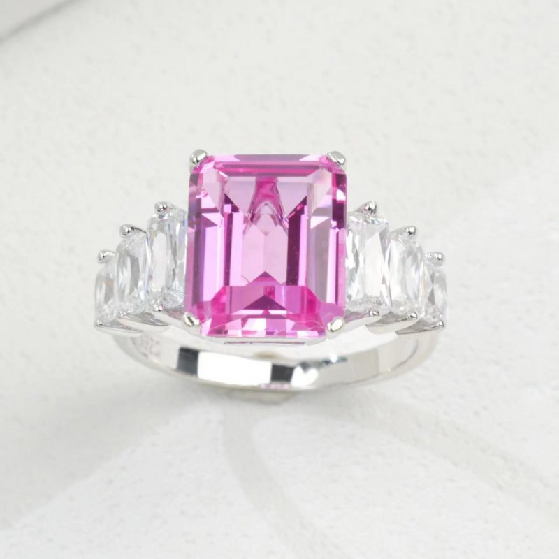 Ruif Jewelry Classic Design S925 Silver 9x11mm6.08ct Papalacha Lab Grown Sapphire Ring Wedding Bands for party gift Ruif Jewelry Classic Design S925 Silver 9x11mm6.08ct Papalacha Lab Grown Sapphire Ring Wedding Bands for party gift