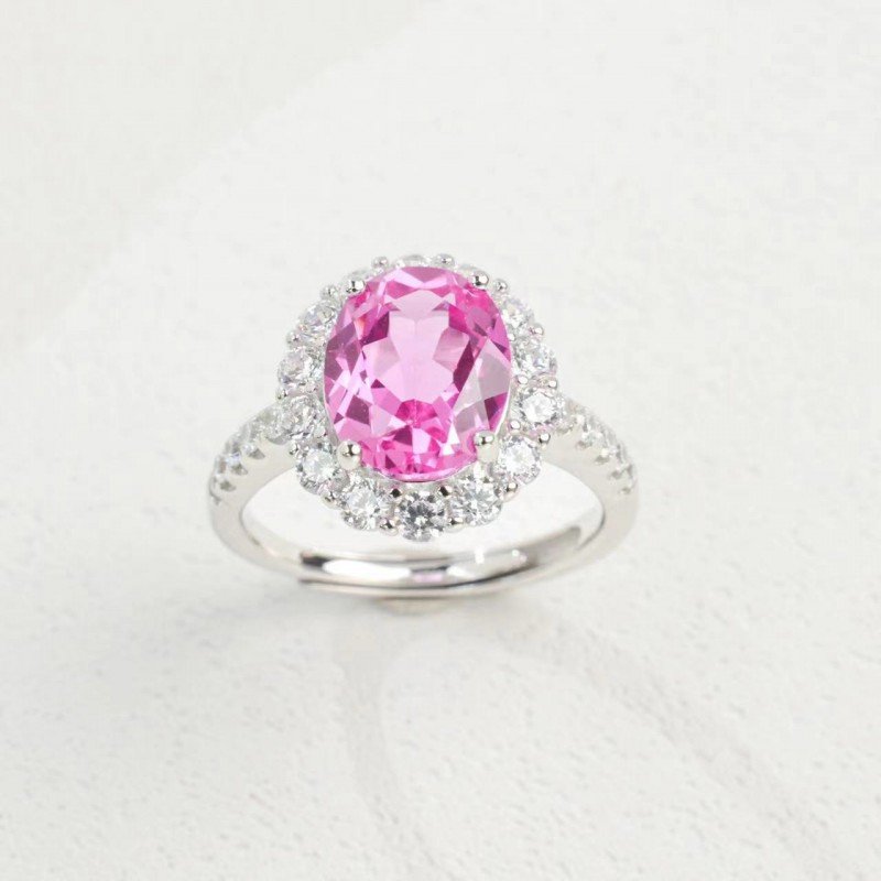 Ruif Jewelry Classic Design S925 Silver 8x10mm3.50ct Papalacha Lab Grown Sapphire Ring Wedding Bands for party gift Ruif Jewelry Classic Design S925 Silver 8x10mm3.50ct Papalacha Lab Grown Sapphire Ring Wedding Bands for party gift