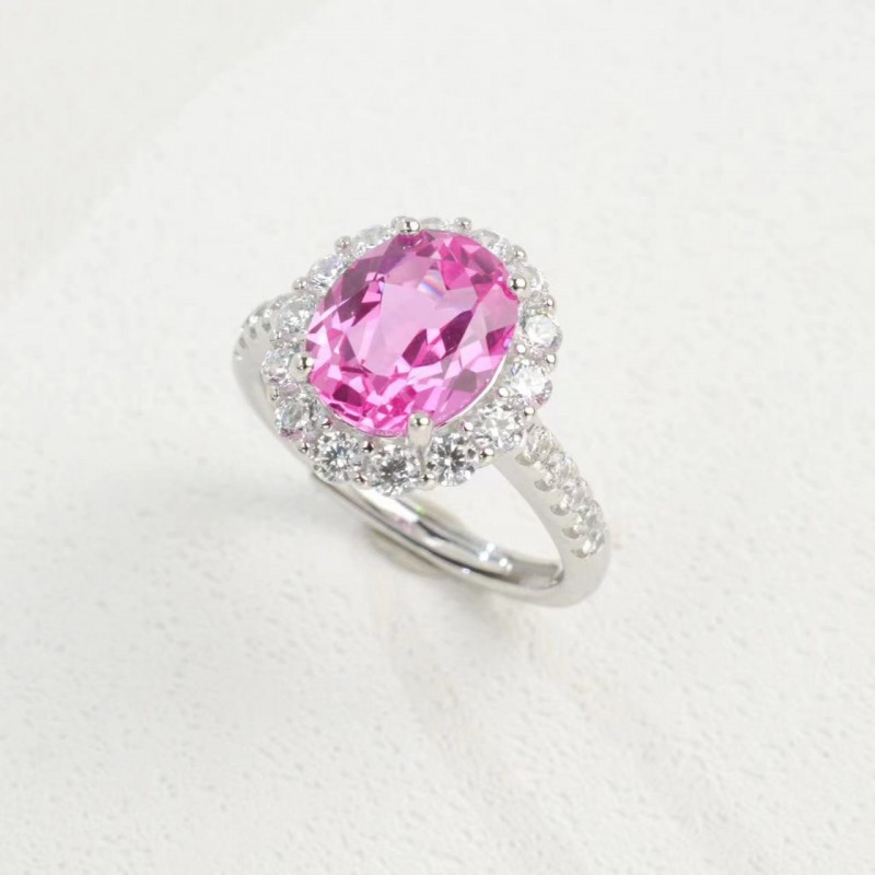 Ruif Jewelry Classic Design S925 Silver 8x10mm3.50ct Papalacha Lab Grown Sapphire Ring Wedding Bands for party gift Ruif Jewelry Classic Design S925 Silver 8x10mm3.50ct Papalacha Lab Grown Sapphire Ring Wedding Bands for party gift