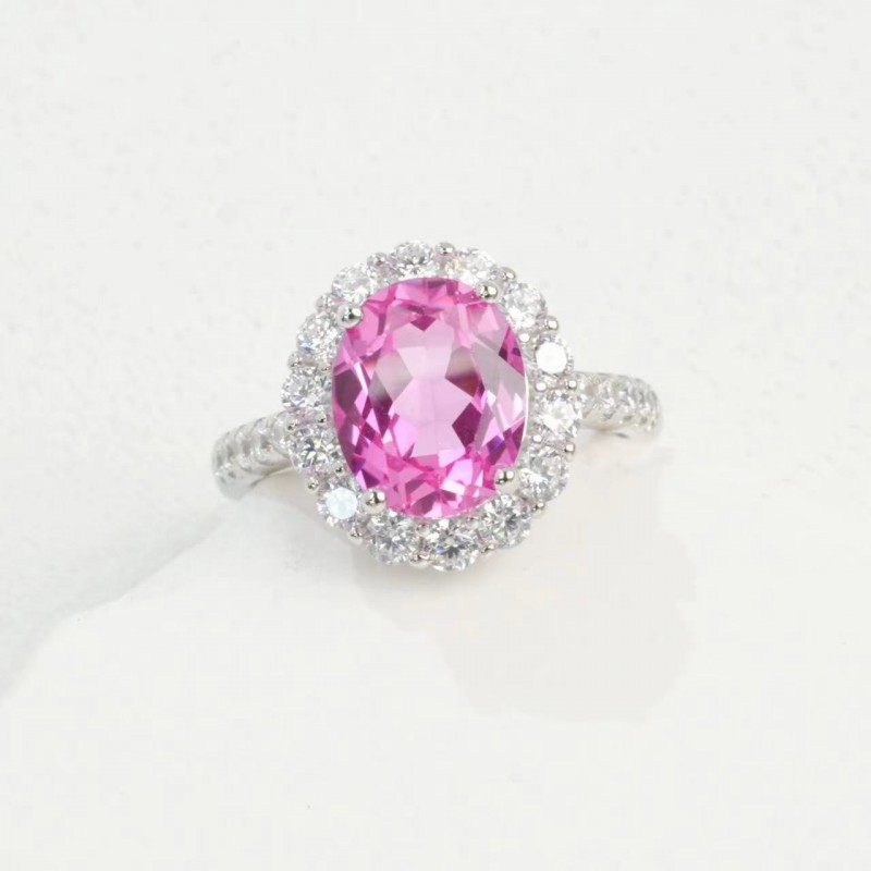 Ruif Jewelry Classic Design S925 Silver 8x10mm3.50ct Papalacha Lab Grown Sapphire Ring Wedding Bands for party gift Ruif Jewelry Classic Design S925 Silver 8x10mm3.50ct Papalacha Lab Grown Sapphire Ring Wedding Bands for party gift