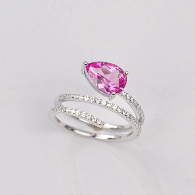 Ruif Jewelry Classic Design S925 Silver 7x9mm1.88ct Papalacha Lab Grown Sapphire Ring Wedding Bands for party gift Ruif Jewelry Classic Design S925 Silver 7x9mm1.88ct Papalacha Lab Grown Sapphire Ring Wedding Bands for party gift