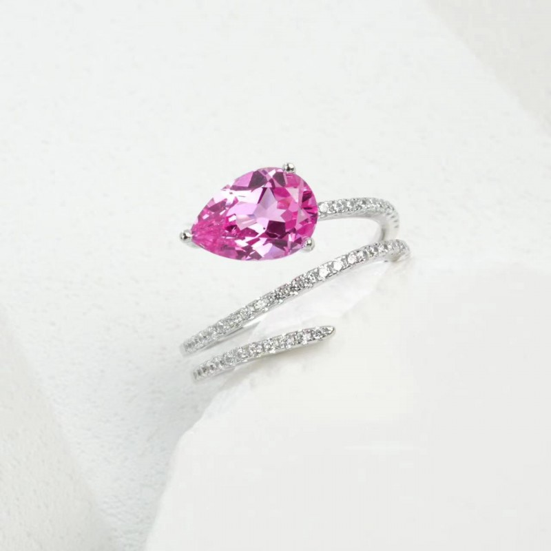 Ruif Jewelry Classic Design S925 Silver 7x9mm1.88ct Papalacha Lab Grown Sapphire Ring Wedding Bands for party gift Ruif Jewelry Classic Design S925 Silver 7x9mm1.88ct Papalacha Lab Grown Sapphire Ring Wedding Bands for party gift