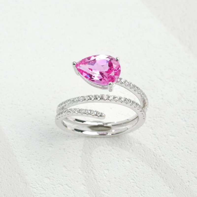 Ruif Jewelry Classic Design S925 Silver 7x9mm1.88ct Papalacha Lab Grown Sapphire Ring Wedding Bands for party gift Ruif Jewelry Classic Design S925 Silver 7x9mm1.88ct Papalacha Lab Grown Sapphire Ring Wedding Bands for party gift