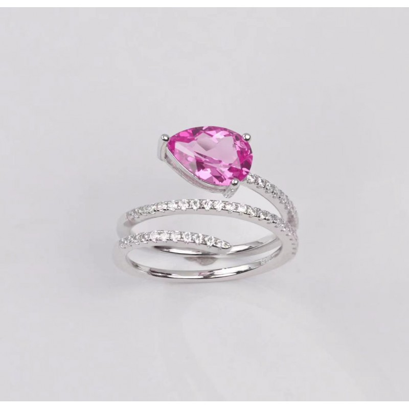 Ruif Jewelry Classic Design S925 Silver 7x9mm1.88ct Papalacha Lab Grown Sapphire Ring Wedding Bands for party gift Ruif Jewelry Classic Design S925 Silver 7x9mm1.88ct Papalacha Lab Grown Sapphire Ring Wedding Bands for party gift