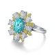 Ruif Jewelry Classic Design S925 Silver 3.07ct Lab Paraiba Ring Wedding Bands