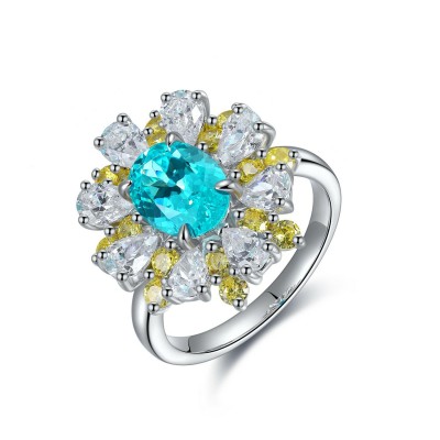 Ruif Jewelry Classic Design S925 Silver Lab Paraiba Ring Wedding Bands