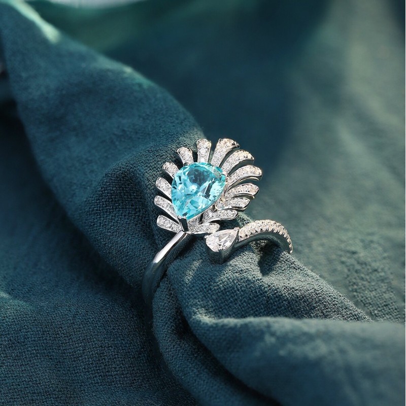 Ruif Jewelry Classic Design S925 Silver 3.48ct Lab Paraiba Ring Wedding Bands Ruif Jewelry Classic Design S925 Silver 3.48ct Lab Paraiba Ring Wedding Bands