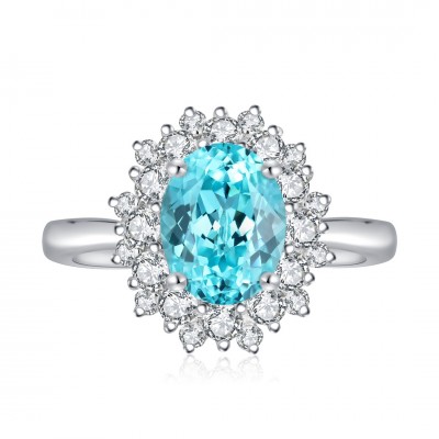 Ruif Jewelry Classic Design S925 Silver 3.09ct Lab Paraiba Ring Wedding Bands