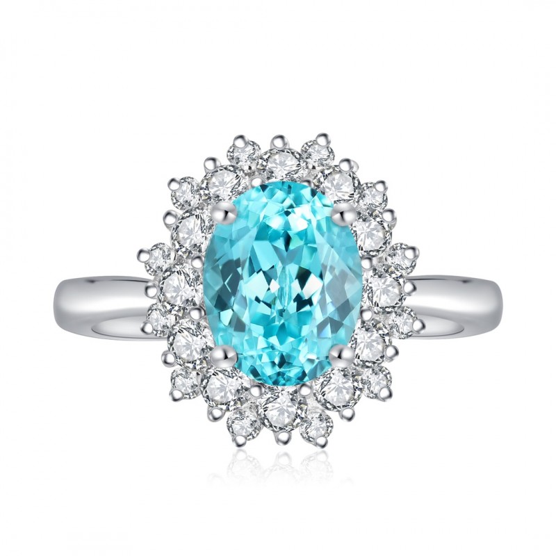 Ruif Jewelry Classic Design S925 Silver 3.09ct Lab Paraiba Ring Wedding Bands Ruif Jewelry Classic Design S925 Silver 3.09ct Lab Paraiba Ring Wedding Bands