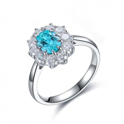 Ruif Jewelry Classic Design S925 Silver 1.38ct Lab Paraiba Ring Wedding Bands