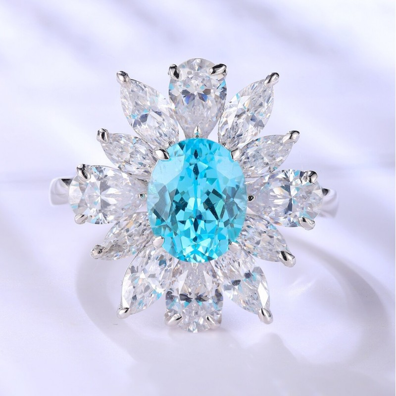 Ruif Jewelry Classic Design S925 Silver 2.69ct Lab Paraiba Ring Wedding Bands Ruif Jewelry Classic Design S925 Silver 2.69ct Lab Paraiba Ring Wedding Bands