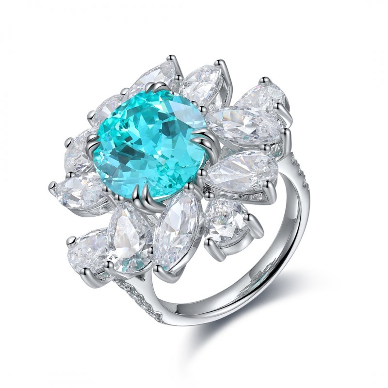 Ruif Jewelry Classic Design S925 Silver 10.71ct Lab Paraiba Ring Wedding Bands Ruif Jewelry Classic Design S925 Silver 10.71ct Lab Paraiba Ring Wedding Bands