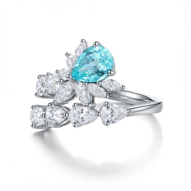 Ruif Jewelry Classic Design S925 Silver 1.94ct Lab Paraiba Ring Wedding Bands Ruif Jewelry Classic Design S925 Silver 1.94ct Lab Paraiba Ring Wedding Bands
