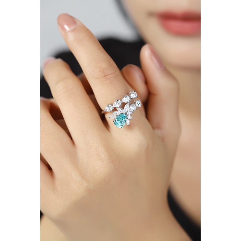 Ruif Jewelry Classic Design S925 Silver 1.94ct Lab Paraiba Ring Wedding Bands Ruif Jewelry Classic Design S925 Silver 1.94ct Lab Paraiba Ring Wedding Bands