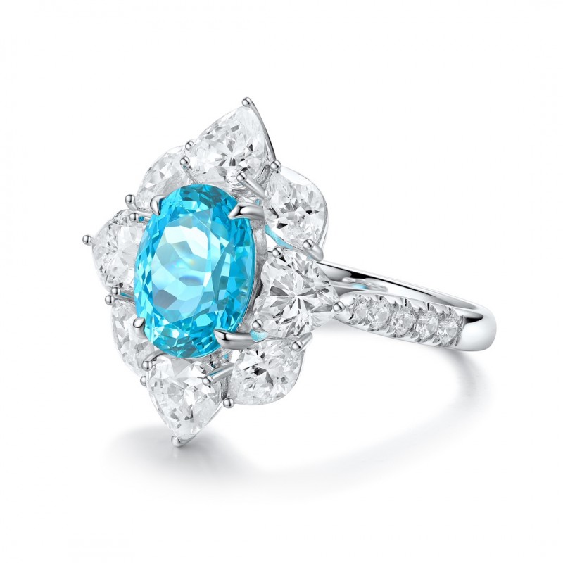 Ruif Jewelry Classic Design S925 Silver 4.42ct Lab Paraiba Ring Wedding Bands Ruif Jewelry Classic Design S925 Silver 4.42ct Lab Paraiba Ring Wedding Bands