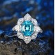 Ruif Jewelry Classic Design S925 Silver 4.42ct Lab Paraiba Ring Wedding Bands