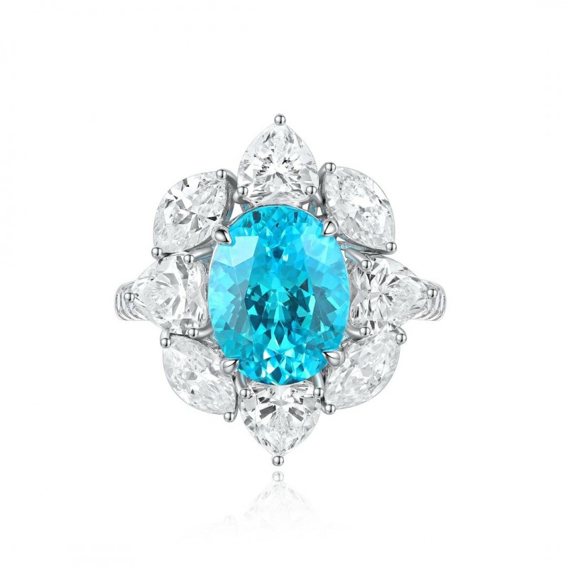 Ruif Jewelry Classic Design S925 Silver 4.42ct Lab Paraiba Ring Wedding Bands Ruif Jewelry Classic Design S925 Silver 4.42ct Lab Paraiba Ring Wedding Bands