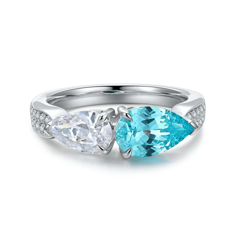 Ruif Jewelry Classic Design S925 Silver 2.08ct Lab Paraiba Ring Wedding Bands Ruif Jewelry Classic Design S925 Silver 2.08ct Lab Paraiba Ring Wedding Bands