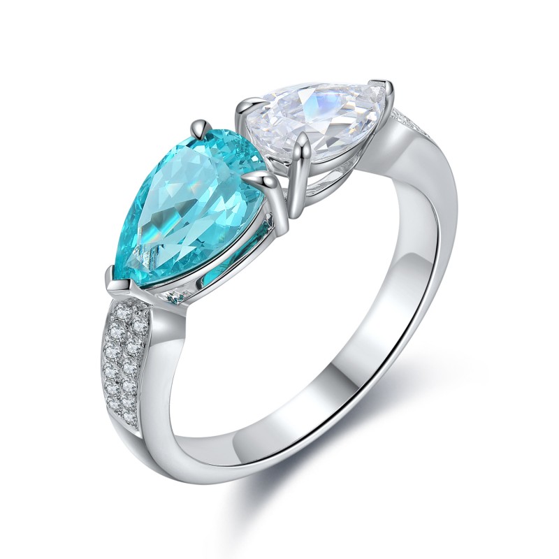 Ruif Jewelry Classic Design S925 Silver 2.08ct Lab Paraiba Ring Wedding Bands Ruif Jewelry Classic Design S925 Silver 2.08ct Lab Paraiba Ring Wedding Bands