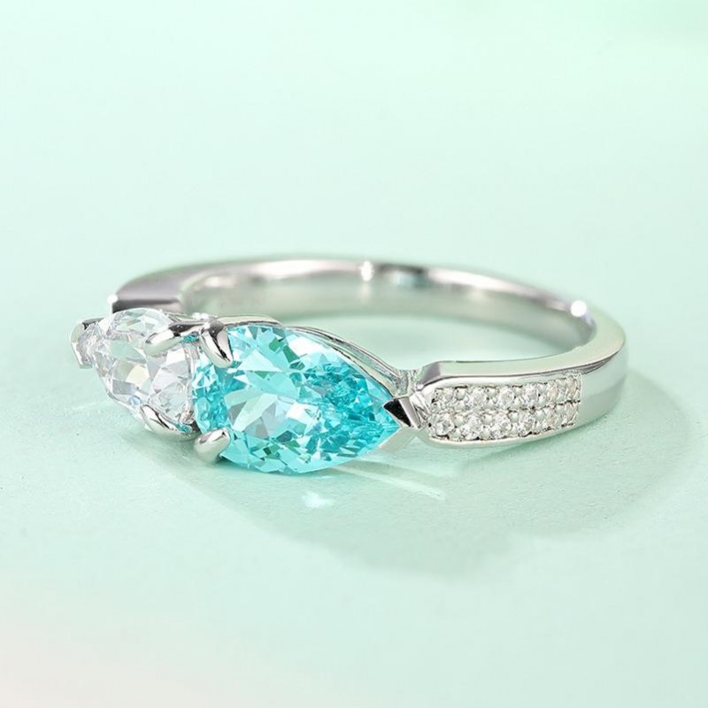 Ruif Jewelry Classic Design S925 Silver 2.08ct Lab Paraiba Ring Wedding Bands Ruif Jewelry Classic Design S925 Silver 2.08ct Lab Paraiba Ring Wedding Bands