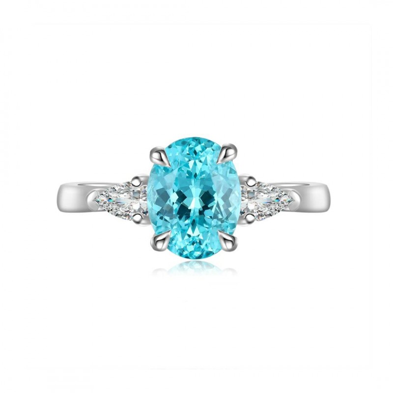 Ruif Jewelry Classic Design S925 Silver 2.64ct Lab Paraiba Ring Wedding Bands Ruif Jewelry Classic Design S925 Silver 2.64ct Lab Paraiba Ring Wedding Bands
