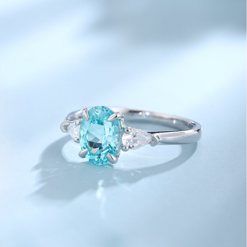 Ruif Jewelry Classic Design S925 Silver 2.64ct Lab Paraiba Ring Wedding Bands Ruif Jewelry Classic Design S925 Silver 2.64ct Lab Paraiba Ring Wedding Bands