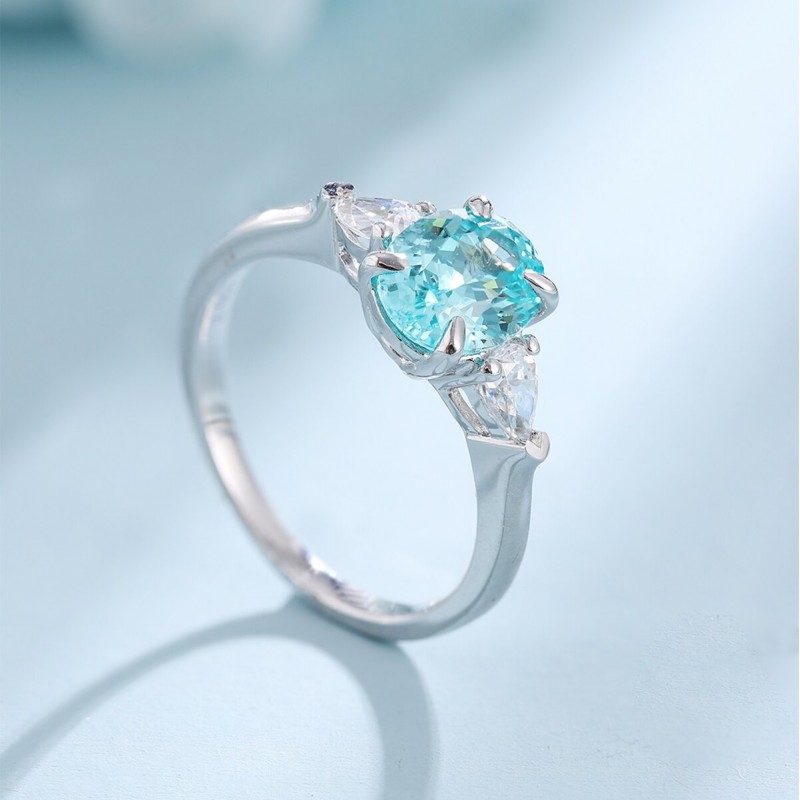 Ruif Jewelry Classic Design S925 Silver 2.64ct Lab Paraiba Ring Wedding Bands Ruif Jewelry Classic Design S925 Silver 2.64ct Lab Paraiba Ring Wedding Bands