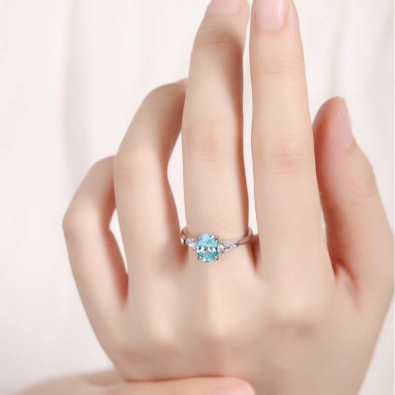 Ruif Jewelry Classic Design S925 Silver 2.64ct Lab Paraiba Ring Wedding Bands Ruif Jewelry Classic Design S925 Silver 2.64ct Lab Paraiba Ring Wedding Bands