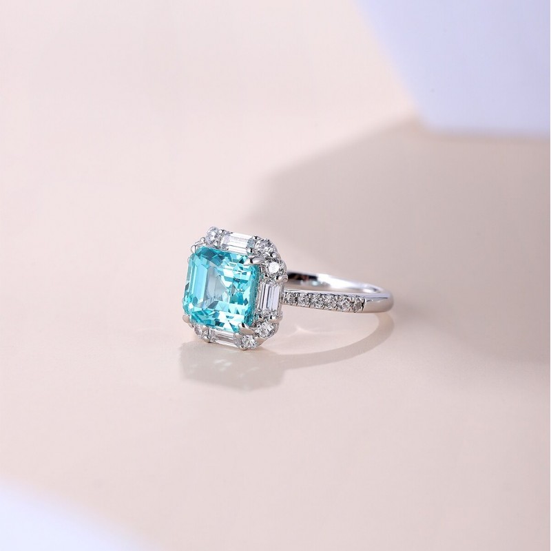 Ruif Jewelry Classic Design S925 Silver 4.76ct Lab Paraiba Ring Wedding Bands Ruif Jewelry Classic Design S925 Silver 4.76ct Lab Paraiba Ring Wedding Bands