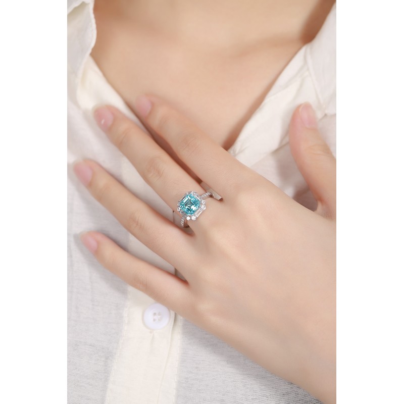 Ruif Jewelry Classic Design S925 Silver 4.76ct Lab Paraiba Ring Wedding Bands Ruif Jewelry Classic Design S925 Silver 4.76ct Lab Paraiba Ring Wedding Bands