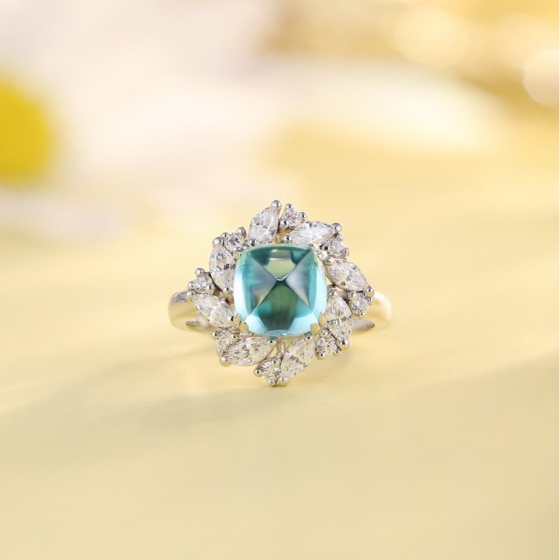 Ruif Jewelry Classic Design S925 Silver 4.25ct Lab Paraiba Ring Wedding Bands Ruif Jewelry Classic Design S925 Silver 4.25ct Lab Paraiba Ring Wedding Bands