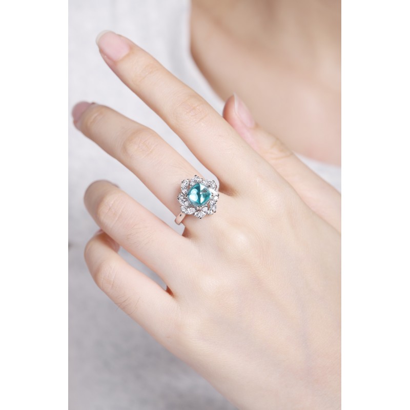 Ruif Jewelry Classic Design S925 Silver 4.25ct Lab Paraiba Ring Wedding Bands Ruif Jewelry Classic Design S925 Silver 4.25ct Lab Paraiba Ring Wedding Bands