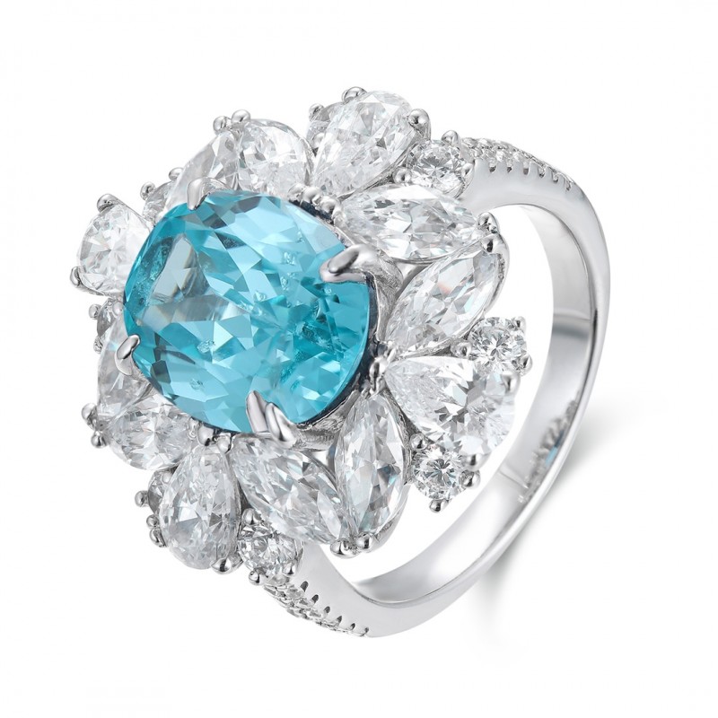 Ruif Jewelry Classic Design S925 Silver 5.65ct Lab Grown Paraiba Ring Wedding Bands Ruif Jewelry Classic Design S925 Silver 5.65ct Lab Grown Paraiba Ring Wedding Bands