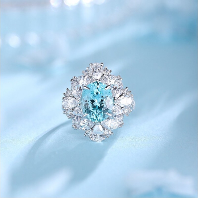 Ruif Jewelry Classic Design S925 Silver 5.65ct Lab Grown Paraiba Ring Wedding Bands Ruif Jewelry Classic Design S925 Silver 5.65ct Lab Grown Paraiba Ring Wedding Bands