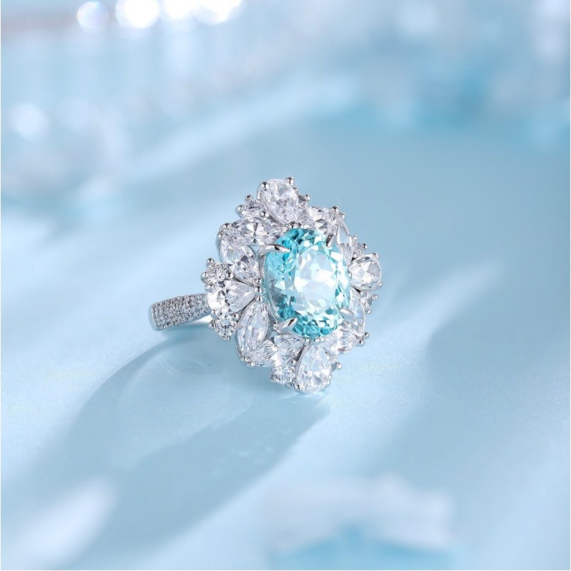 Ruif Jewelry Classic Design S925 Silver 5.65ct Lab Grown Paraiba Ring Wedding Bands Ruif Jewelry Classic Design S925 Silver 5.65ct Lab Grown Paraiba Ring Wedding Bands