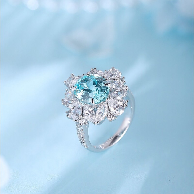 Ruif Jewelry Classic Design S925 Silver 5.65ct Lab Grown Paraiba Ring Wedding Bands Ruif Jewelry Classic Design S925 Silver 5.65ct Lab Grown Paraiba Ring Wedding Bands
