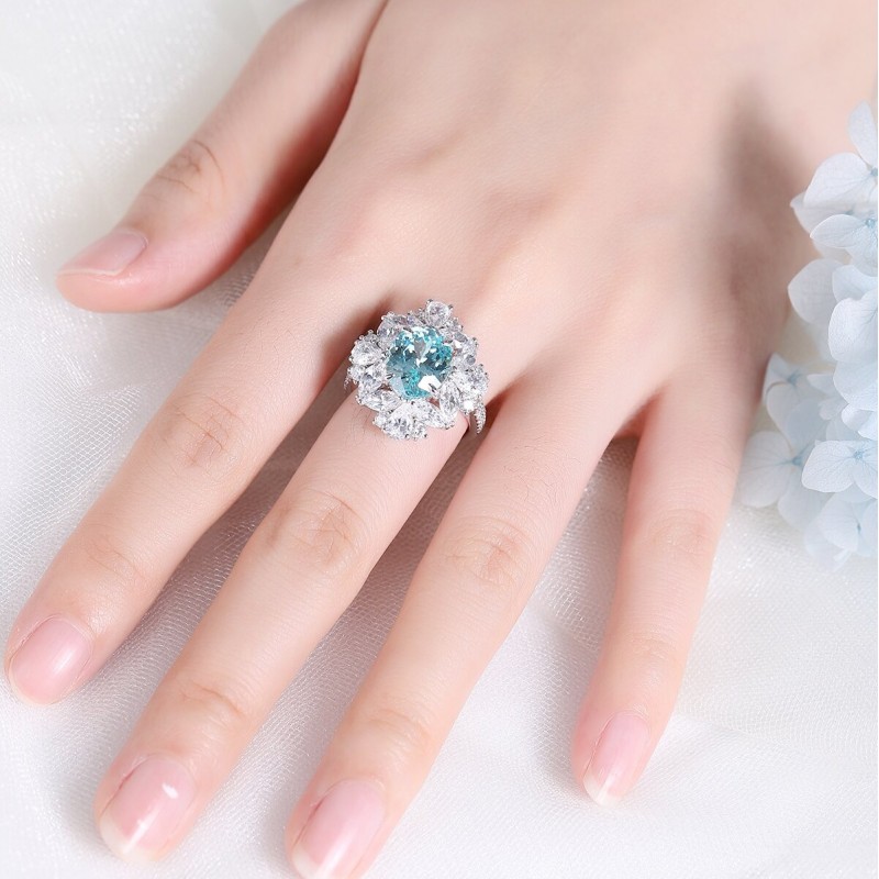 Ruif Jewelry Classic Design S925 Silver 5.65ct Lab Grown Paraiba Ring Wedding Bands Ruif Jewelry Classic Design S925 Silver 5.65ct Lab Grown Paraiba Ring Wedding Bands