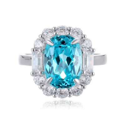 Ruif Jewelry Classic Design S925 Silver 5.93ct Lab Paraiba Ring Wedding Bands