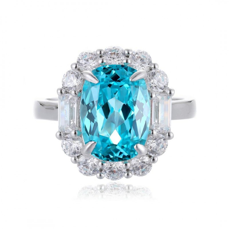 Ruif Jewelry Classic Design S925 Silver 5.93ct Lab Paraiba Ring Wedding Bands Ruif Jewelry Classic Design S925 Silver 5.93ct Lab Paraiba Ring Wedding Bands