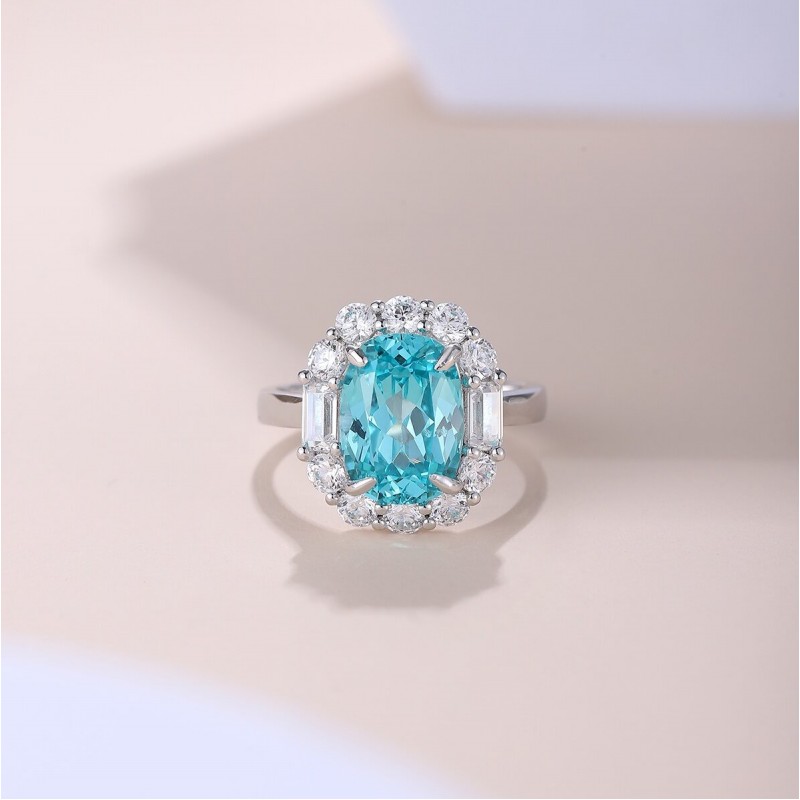 Ruif Jewelry Classic Design S925 Silver 5.93ct Lab Paraiba Ring Wedding Bands Ruif Jewelry Classic Design S925 Silver 5.93ct Lab Paraiba Ring Wedding Bands