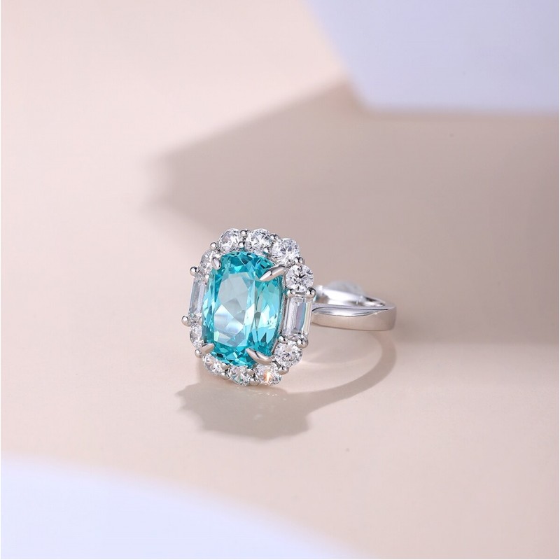 Ruif Jewelry Classic Design S925 Silver 5.93ct Lab Paraiba Ring Wedding Bands Ruif Jewelry Classic Design S925 Silver 5.93ct Lab Paraiba Ring Wedding Bands
